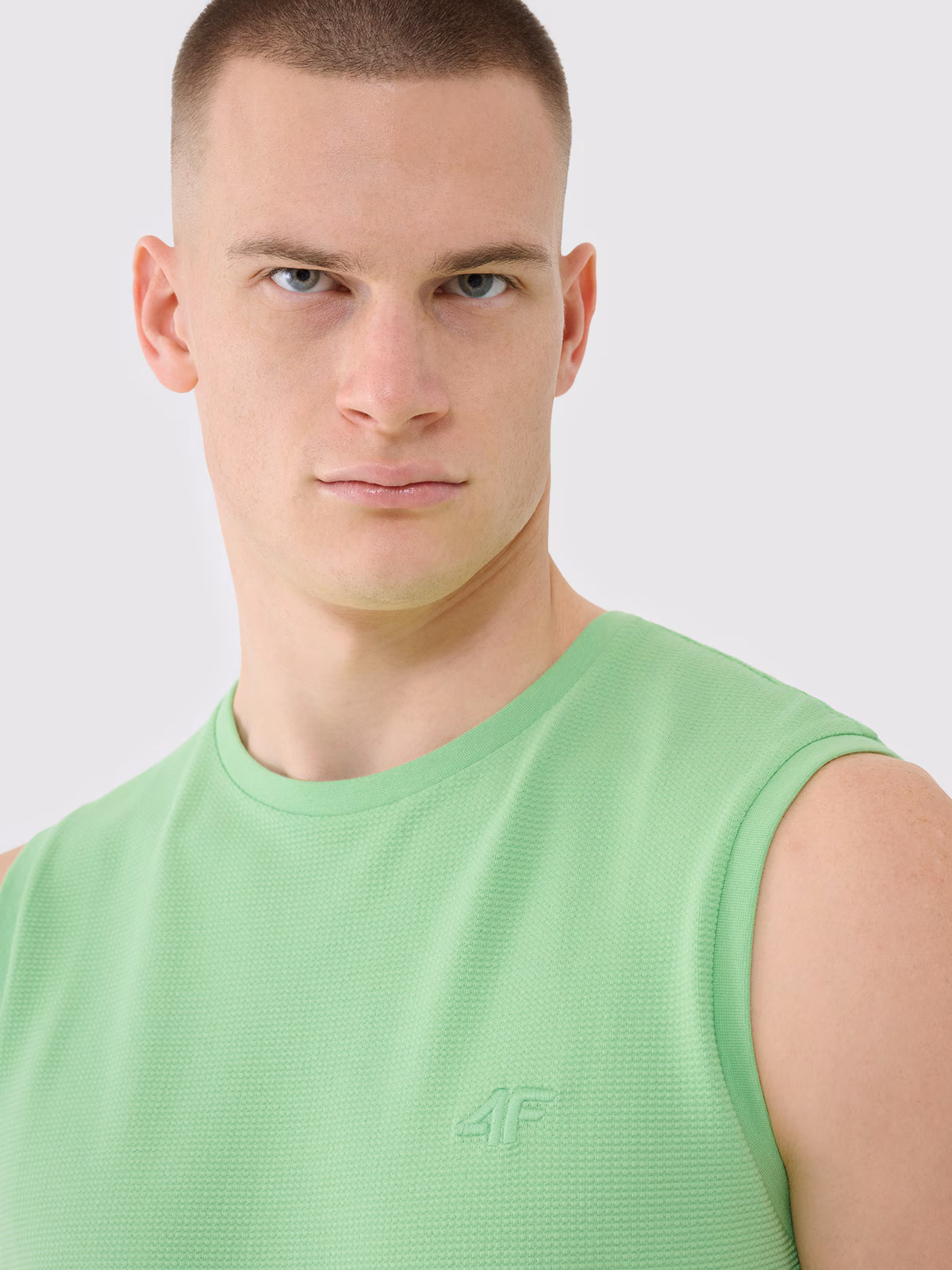 Tank top regular gładki męski - zielony