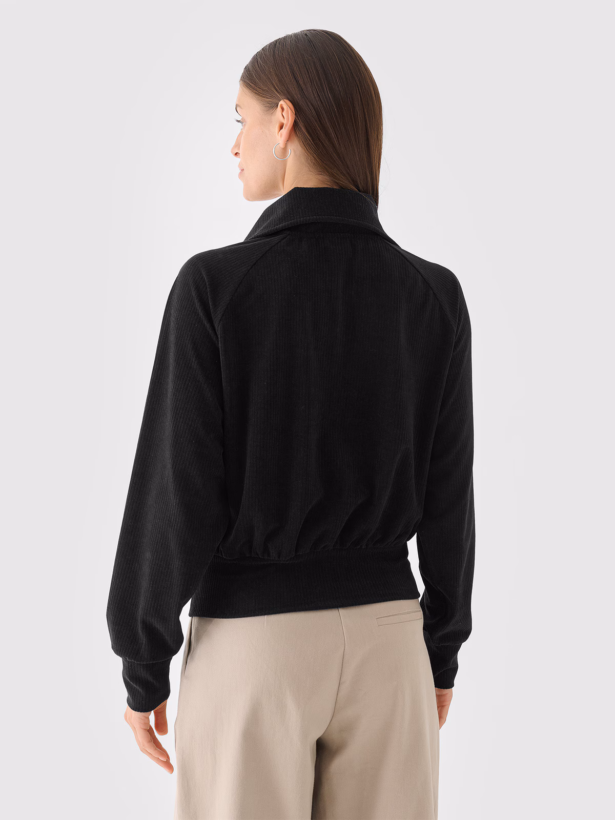 Bluza dresowa z weluru nierozpinana bez kaptura damska - czerwona