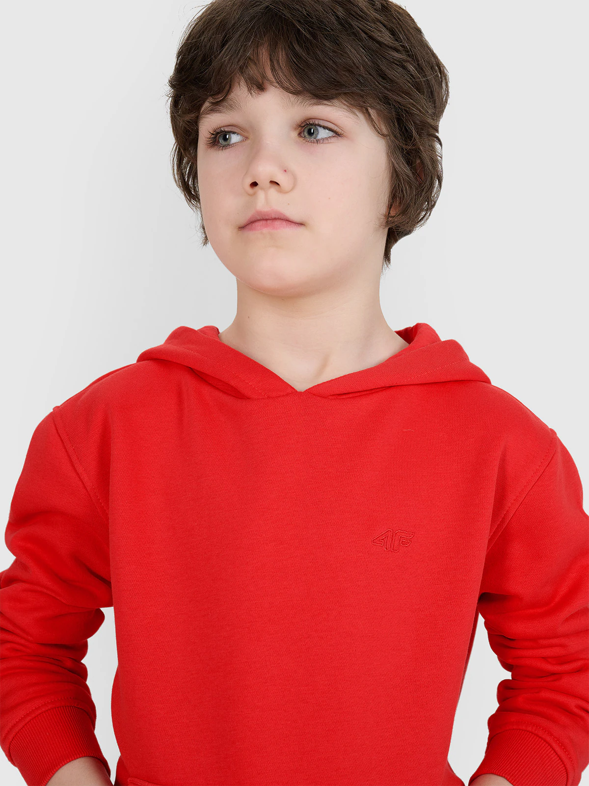 Bluza dresowa nierozpinana z kapturem chłopięca - pomarańczowa