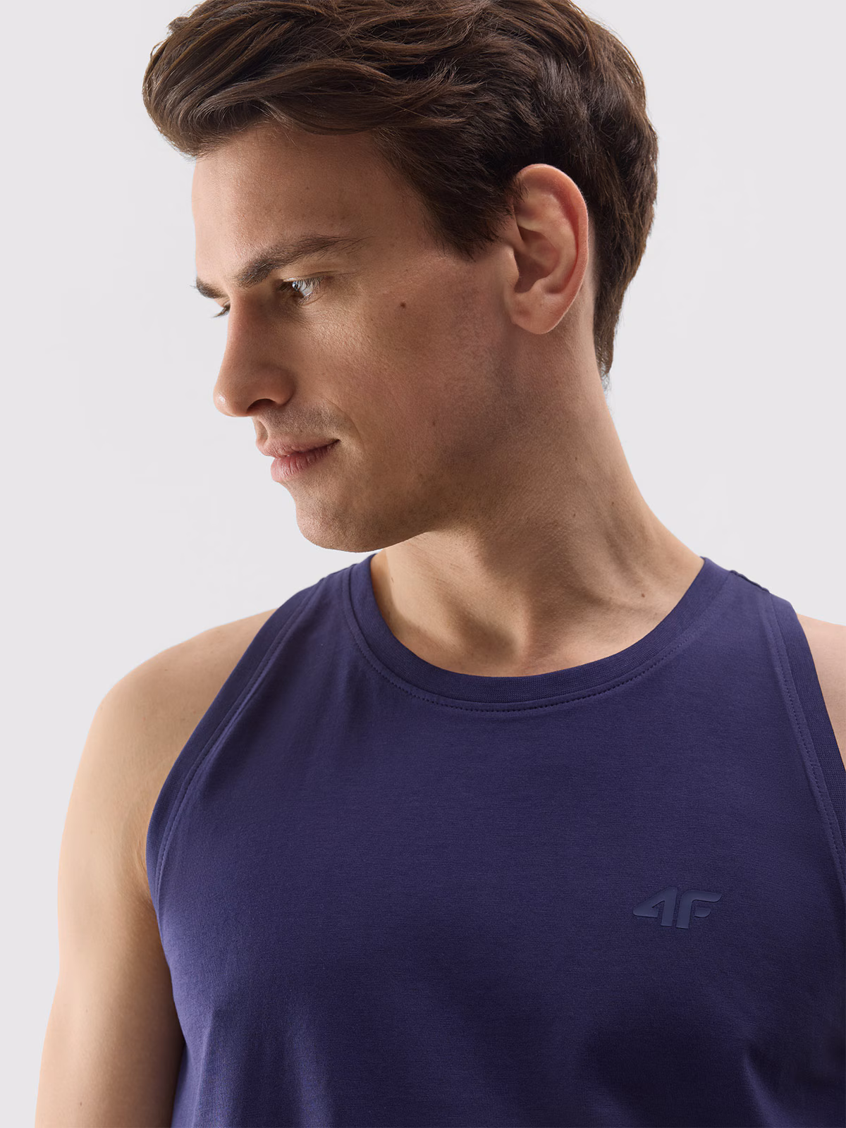 Tank top regular gładki męski - granatowy