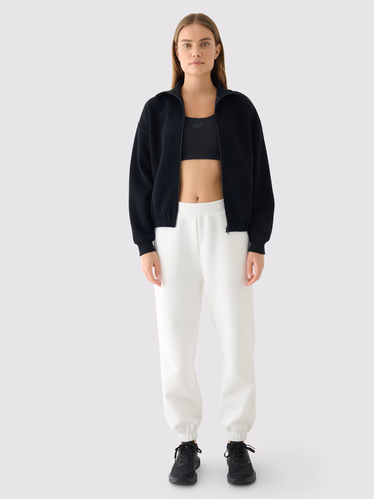 Bluza crop top rozpinana bez kaptura damska - zielona