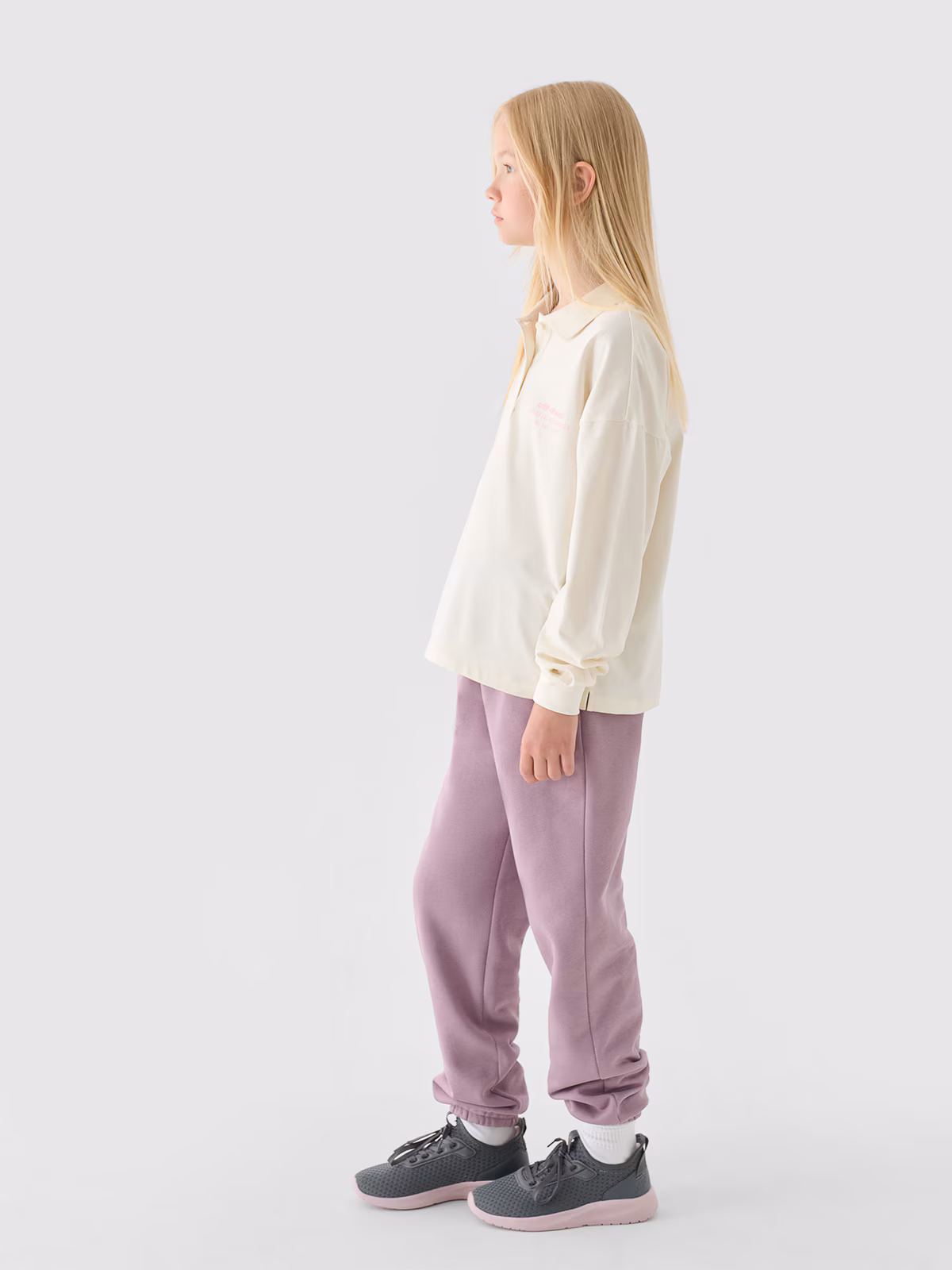 Longsleeve gładki dziewczęcy - biały