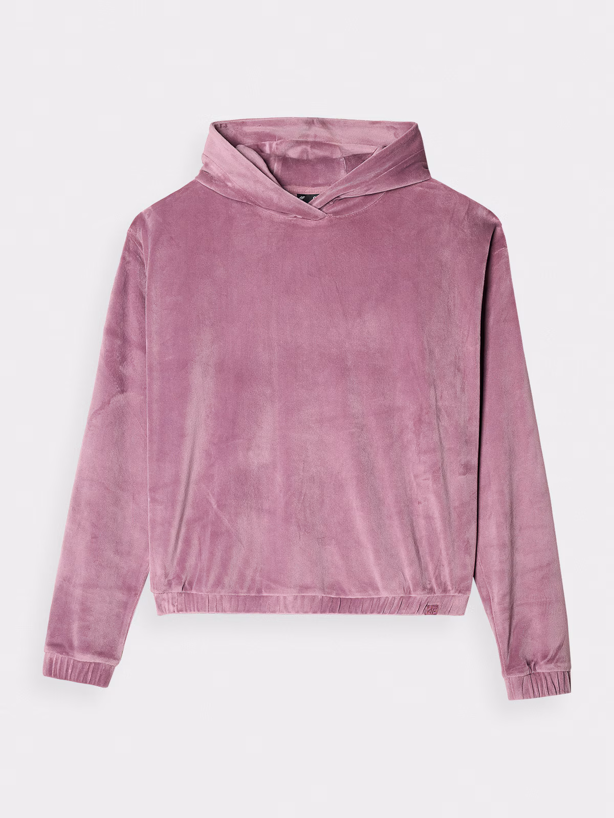 Bluza dresowa z weluru nierozpinana z kapturem damska - beżowa