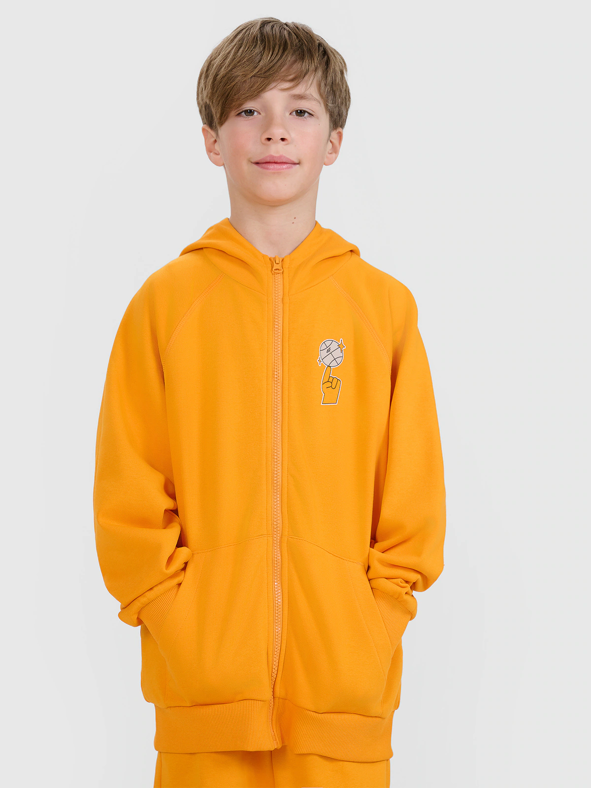 Bluza dresowa rozpinana z kapturem chłopięca - beżowa