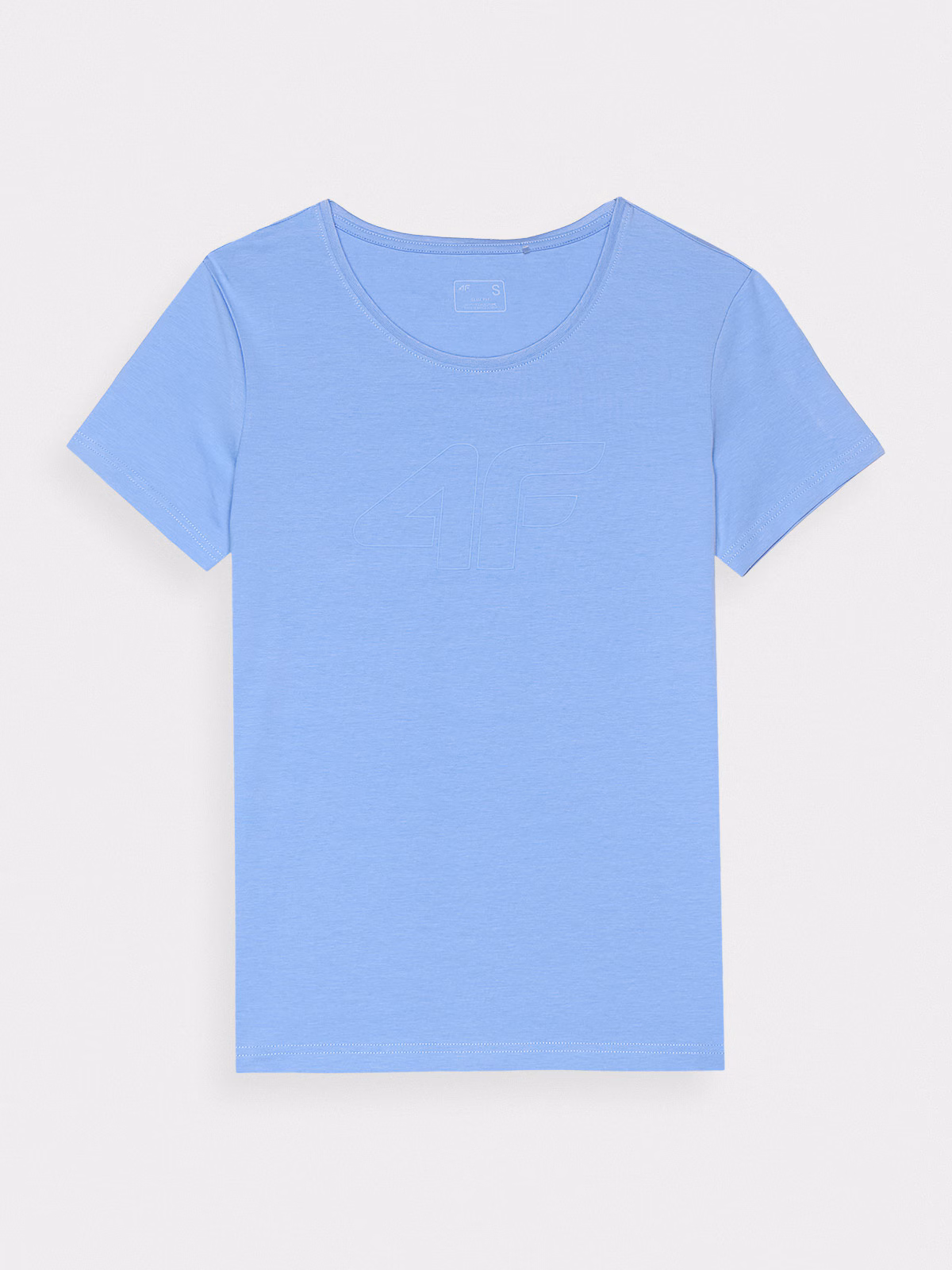 T-shirt slim z nadrukiem damski - niebieski