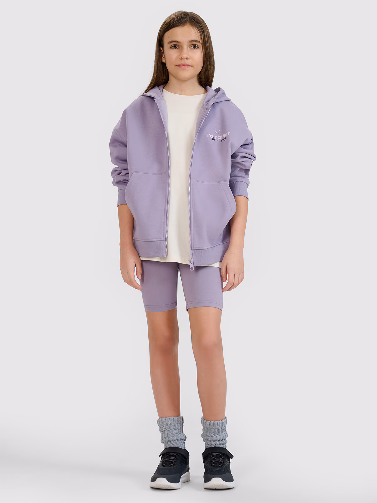 Legginsy kolarki dzianinowe dziewczęce - fioletowe