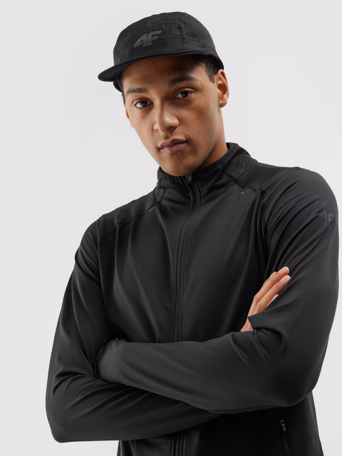 Bluza do biegania rozpinana bez kaptura męska - czarna