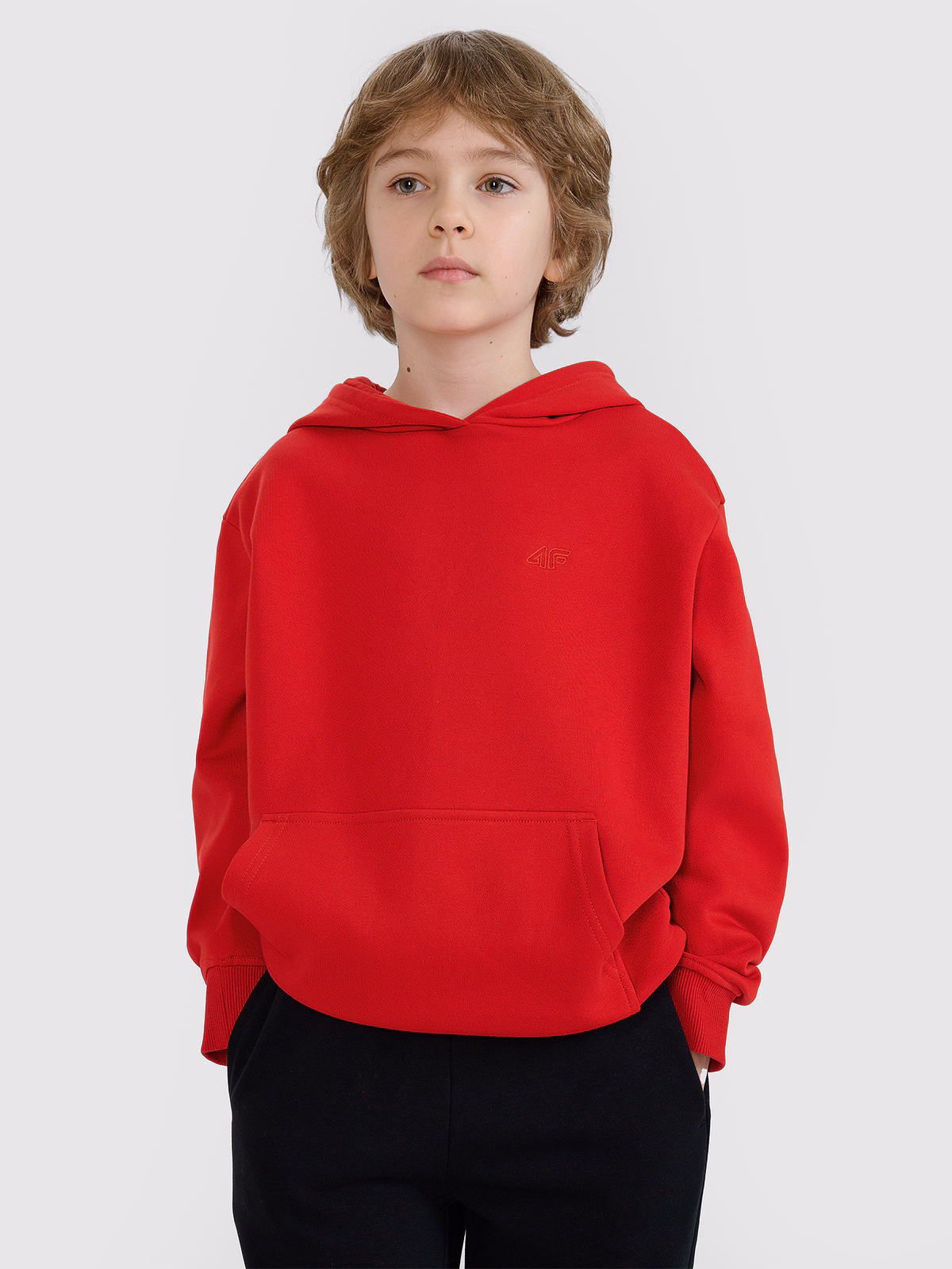 Bluza dresowa nierozpinana z kapturem chłopięca - turkusowa