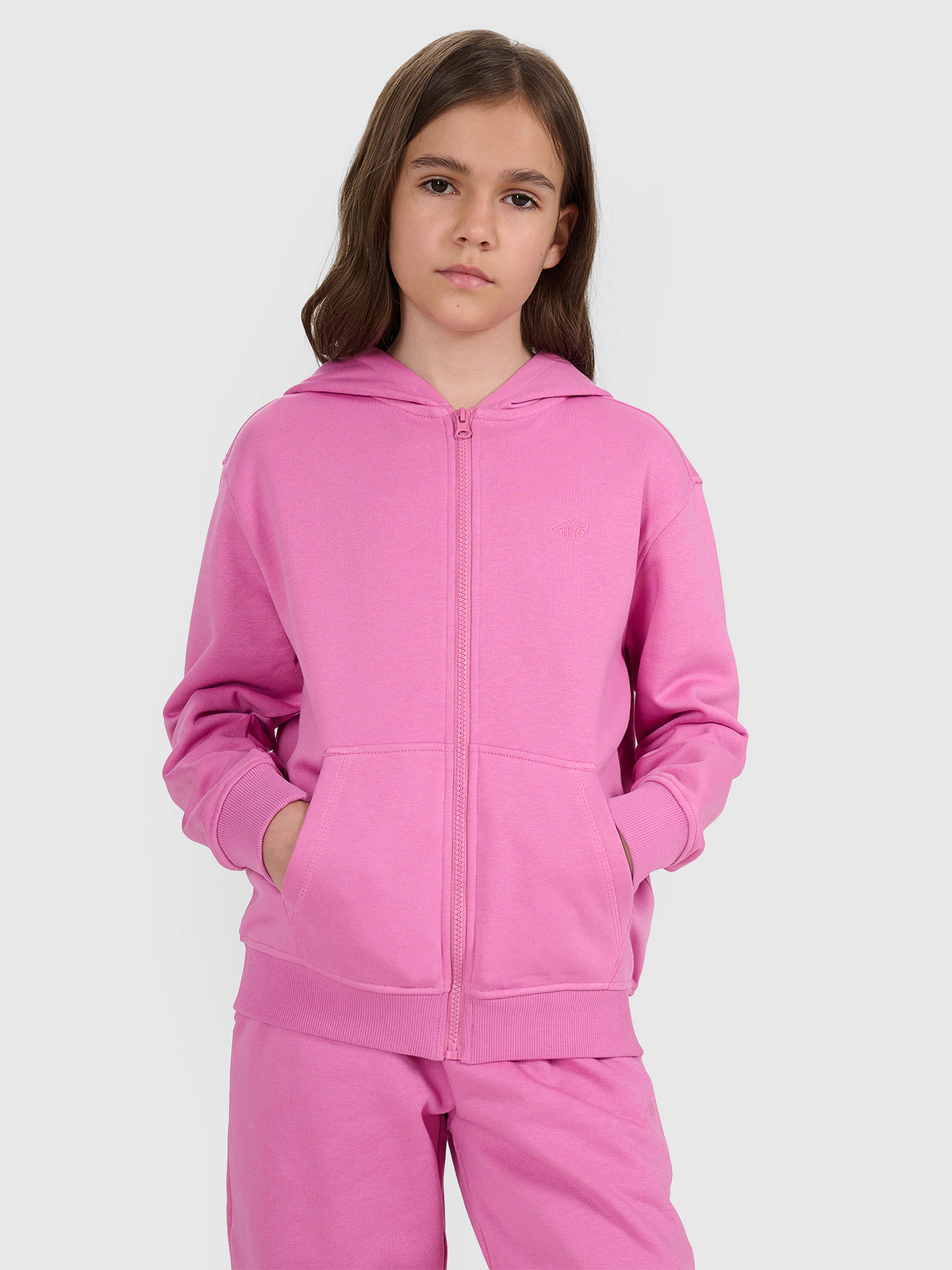 Bluza dresowa rozpinana z kapturem dziewczęca - fioletowa