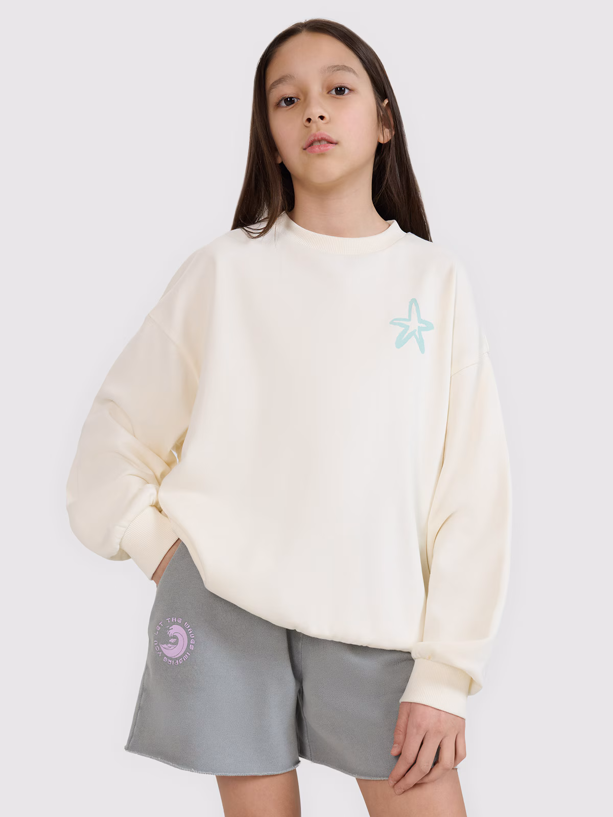 Bluza dresowa nierozpinana bez kaptura dziewczęca - różowa