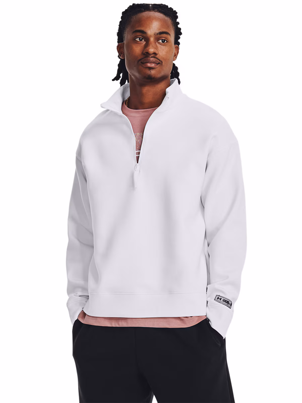 Bluza dresowa uniseks Under Armour UA Summit Knit 1/2 Zip - biała