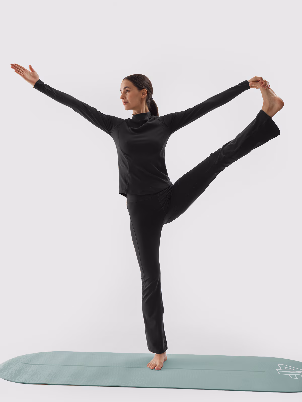 Legginsy do jogi z wysokim stanem damskie - czarne