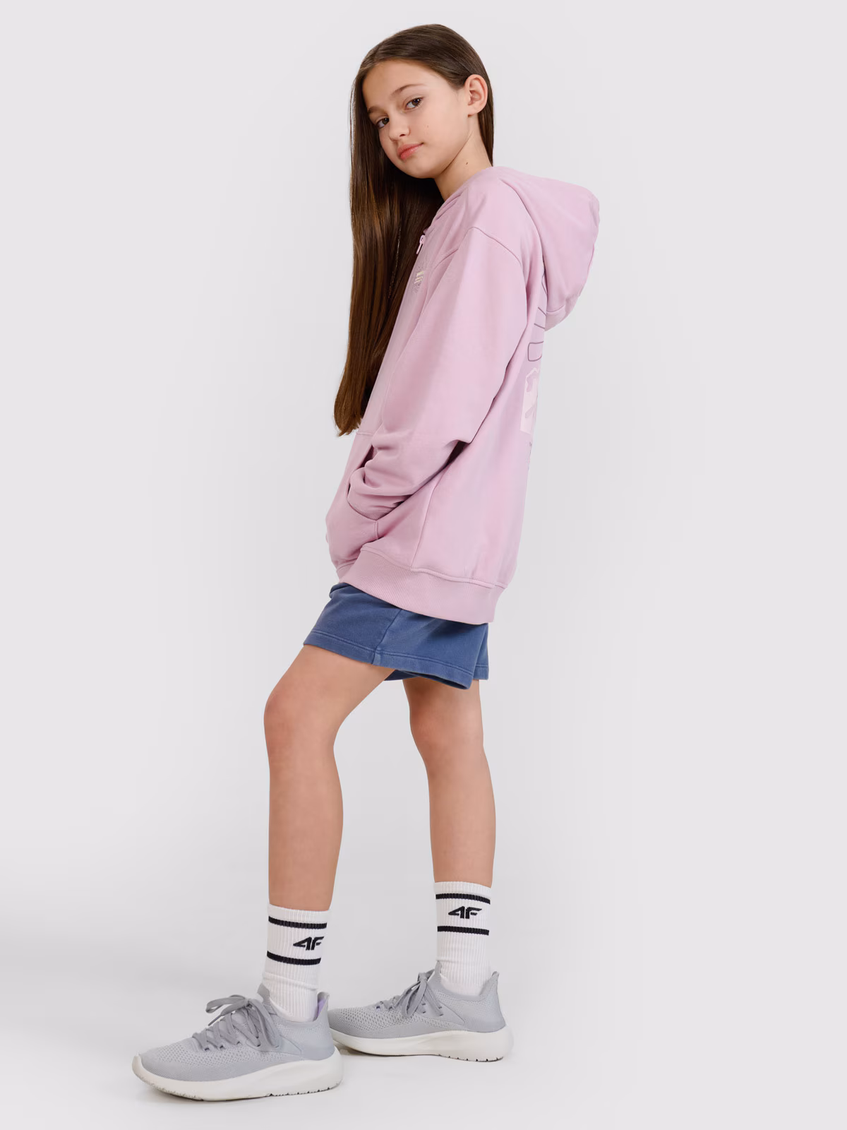 Bluza dresowa rozpinana z kapturem dziewczęca - szara