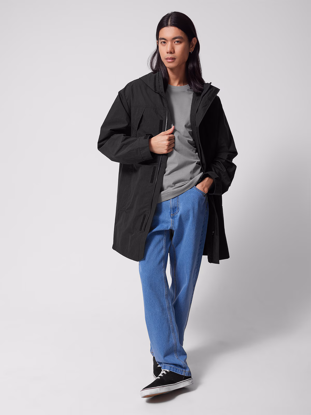 Parka przejściowa z kapturem męska Outhorn - czarna