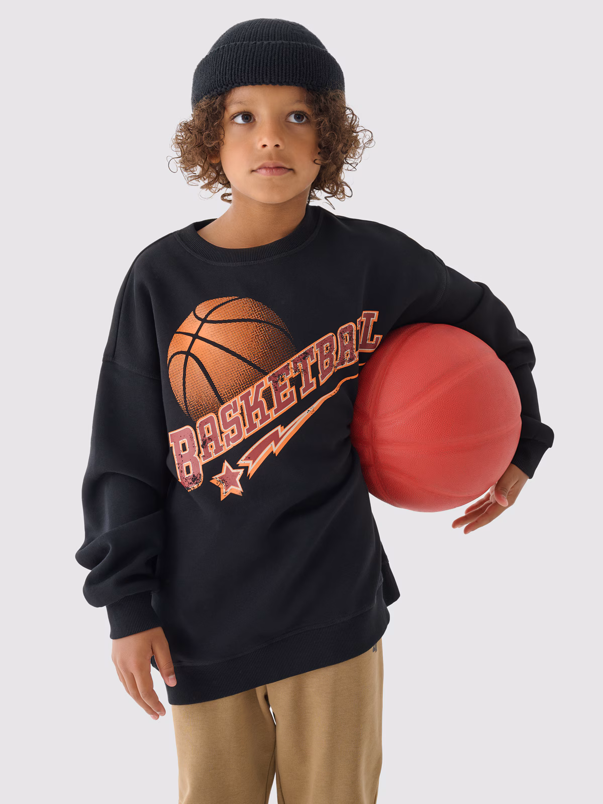 Bluza dresowa nierozpinana bez kaptura chłopięca - czarna