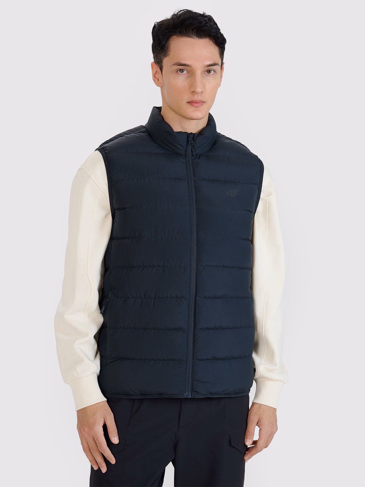 Bezrękawnik puchowy z wypełnieniem naturalnym męski - czarny