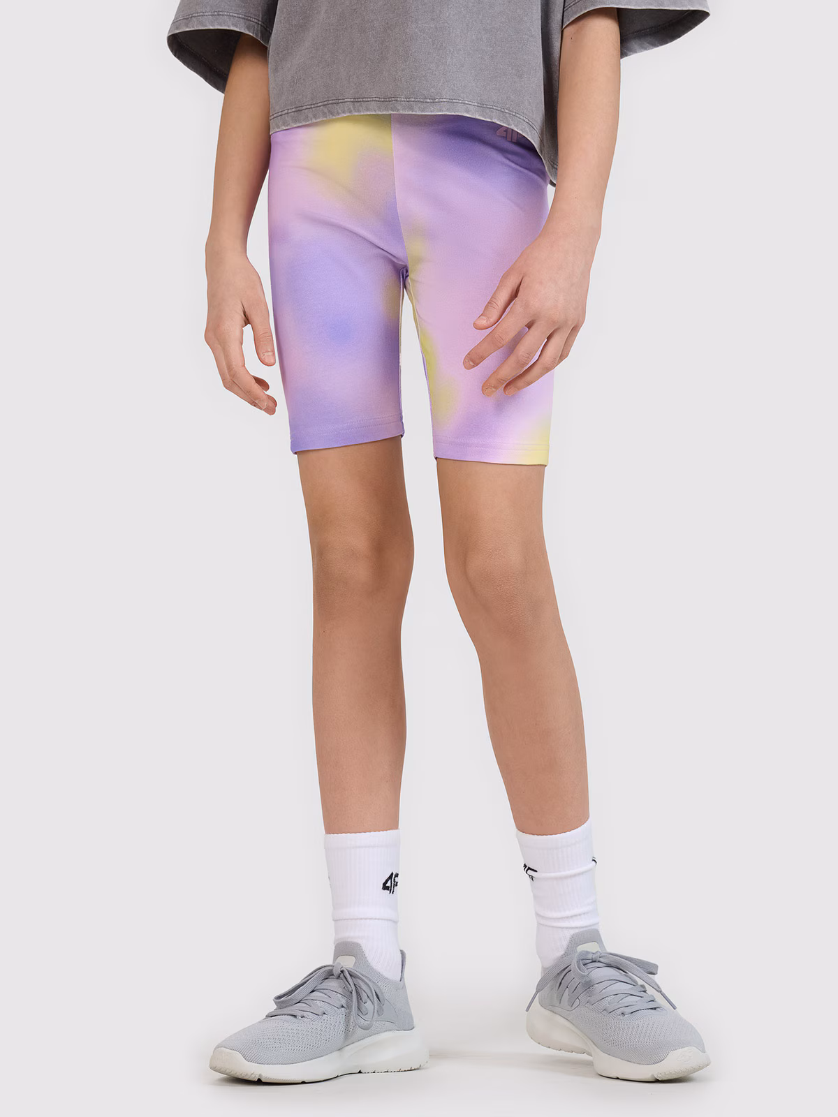 Legginsy kolarki dzianinowe dziewczęce - fioletowe