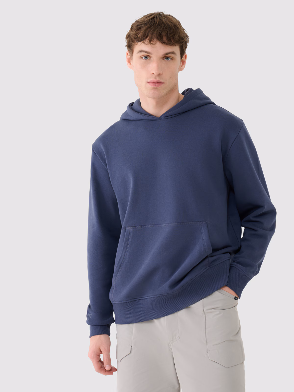 Bluza dresowa nierozpinana z kapturem męska - szara