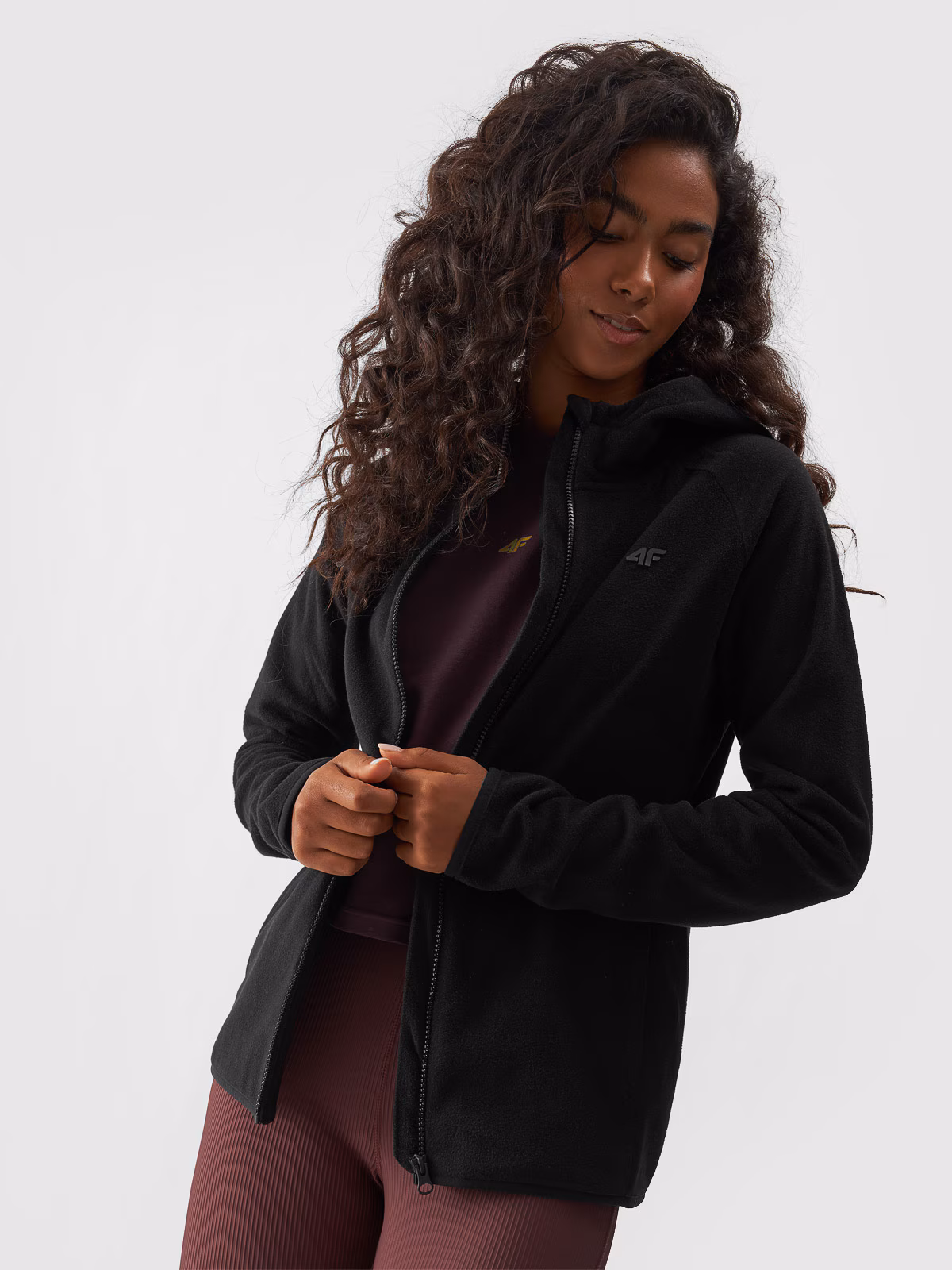 Polar z kapturem regular damski - czarny