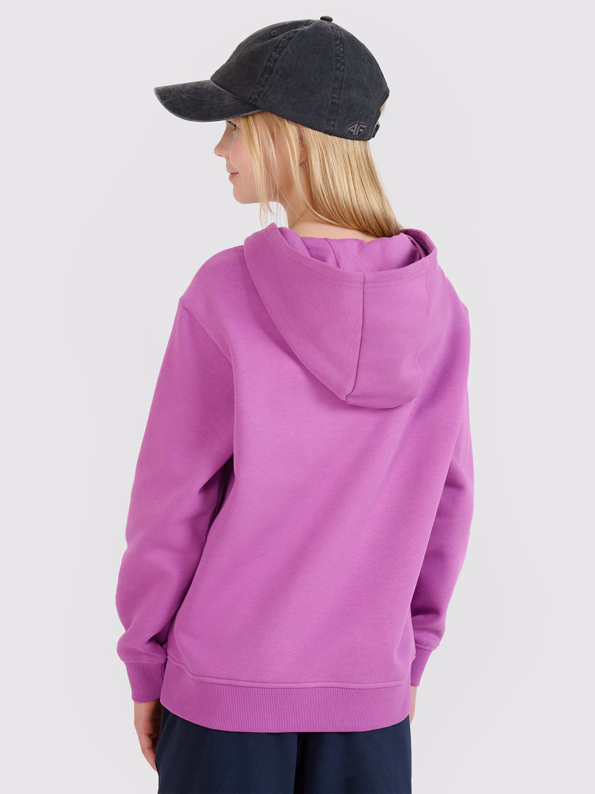 Bluza dresowa nierozpinana z kapturem dziewczęca - fioletowa