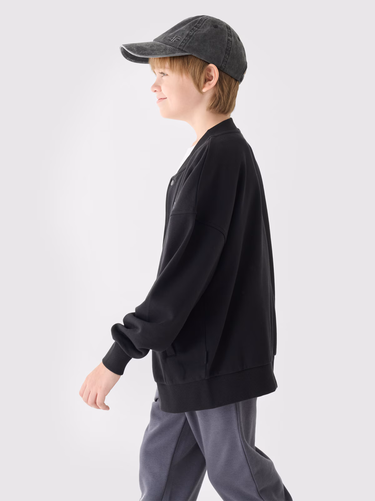 Bluza dresowa bejsbolowa chłopięca - czarna