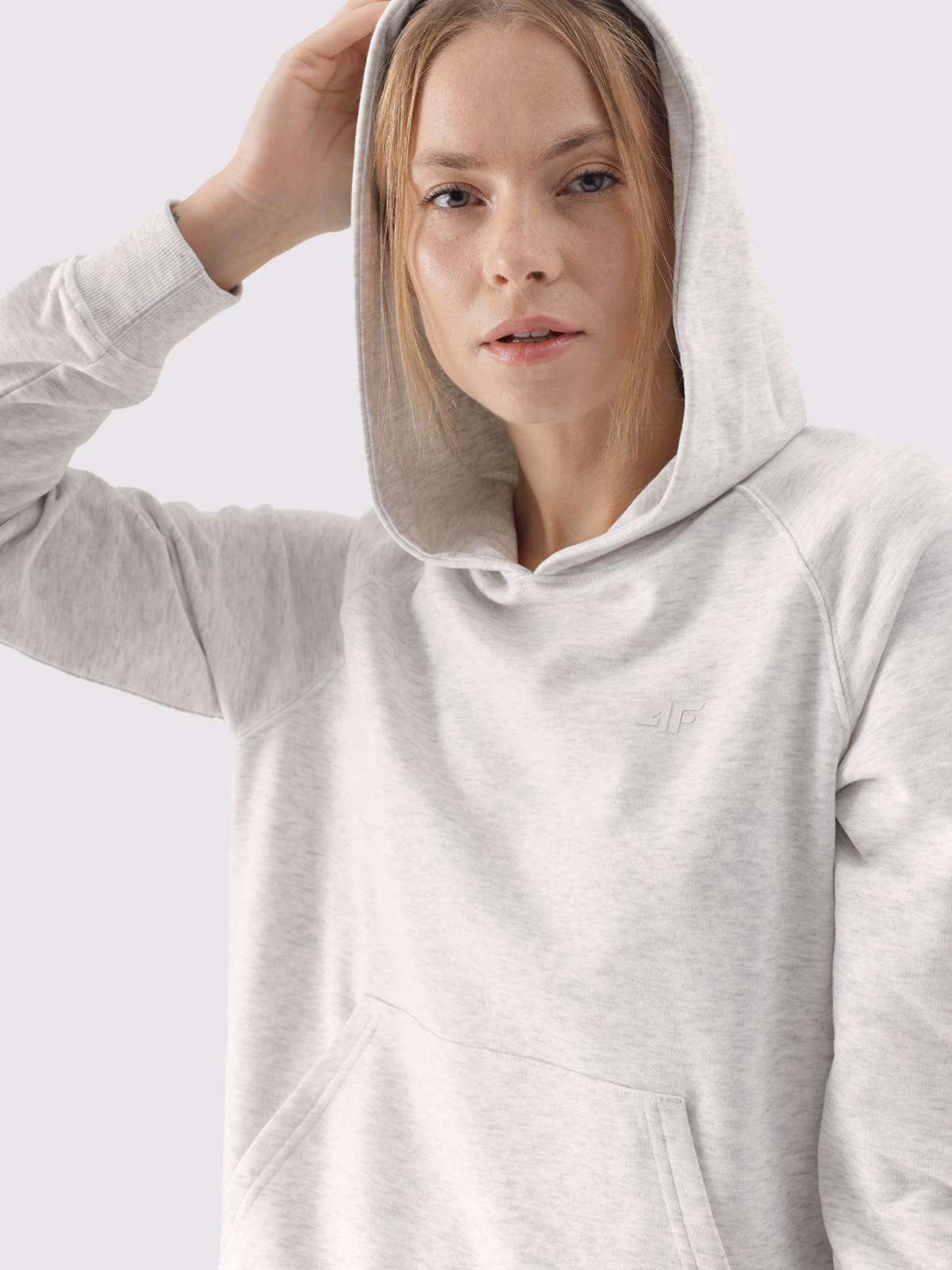 Bluza dresowa nierozpinana z kapturem damska - szara