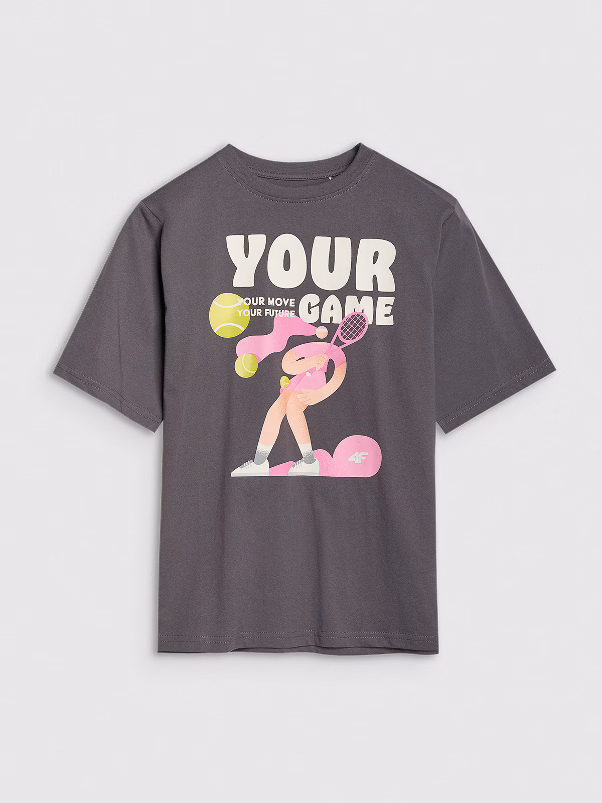 T-shirt oversize z nadrukiem dziewczęcy - różowy