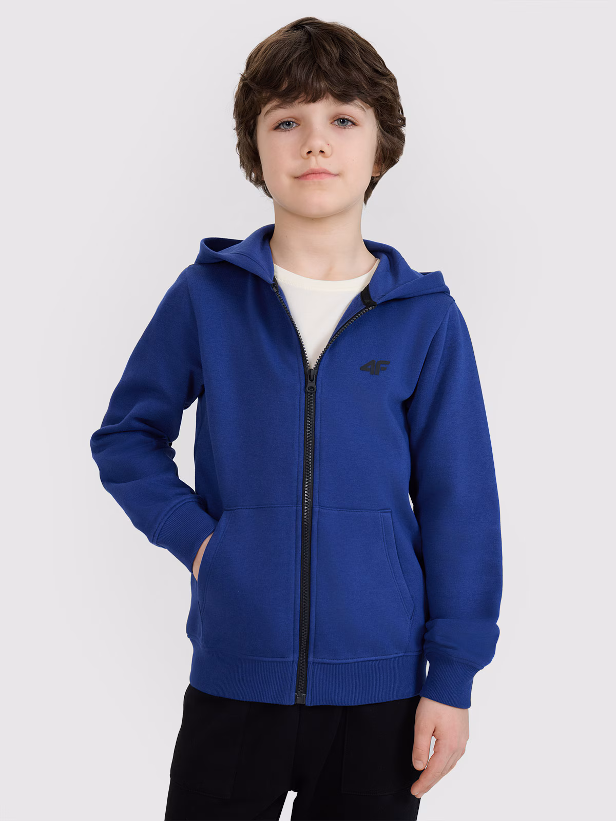 Bluza dresowa rozpinana z kapturem chłopięca - czarna