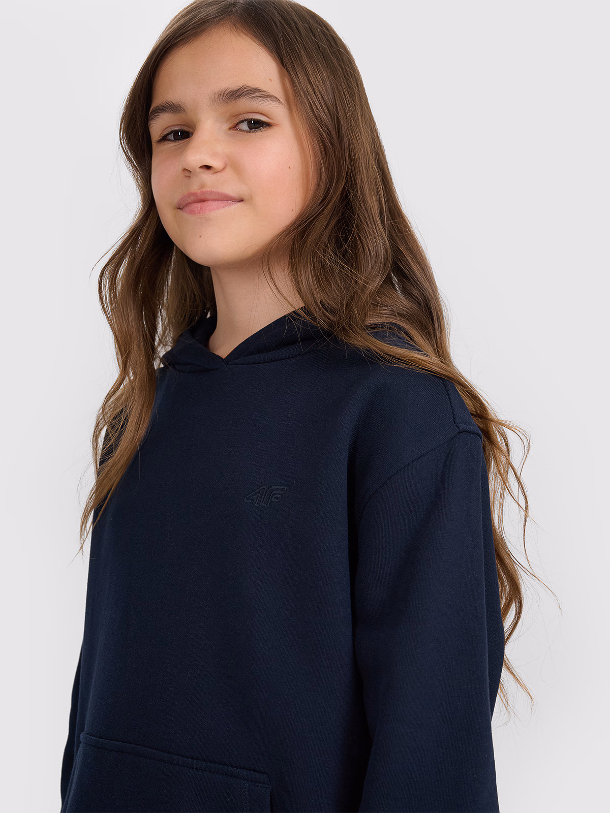 Bluza dresowa nierozpinana z kapturem dziewczęca - szara