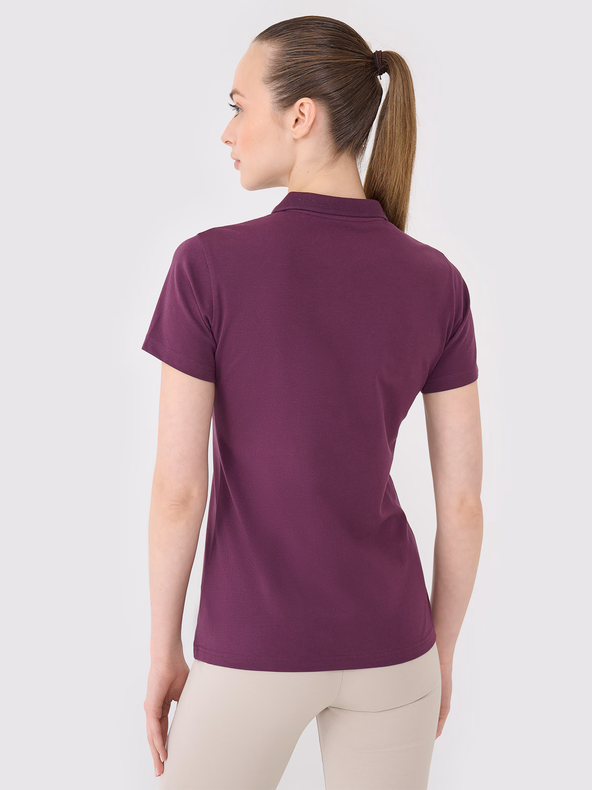 Koszulka polo slim damska - fioletowa