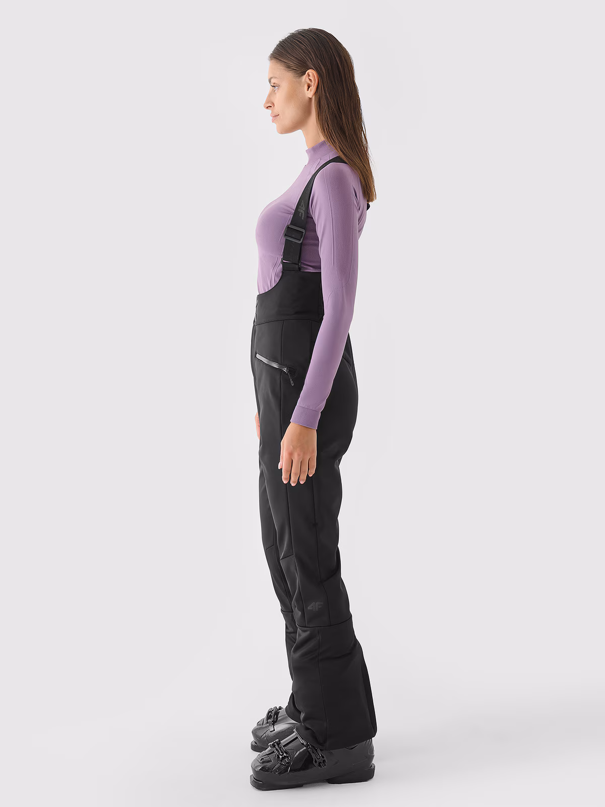 Spodnie narciarskie z szelkami membrana 15000 damskie - czarne