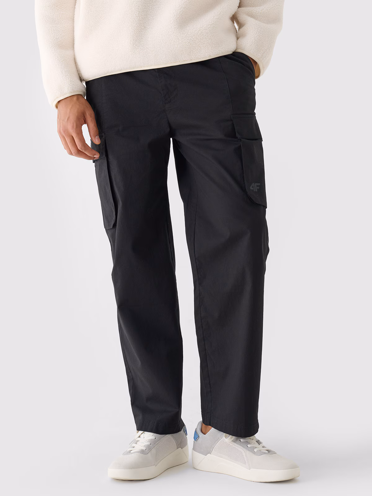 Spodnie casual cargo męskie - czarne
