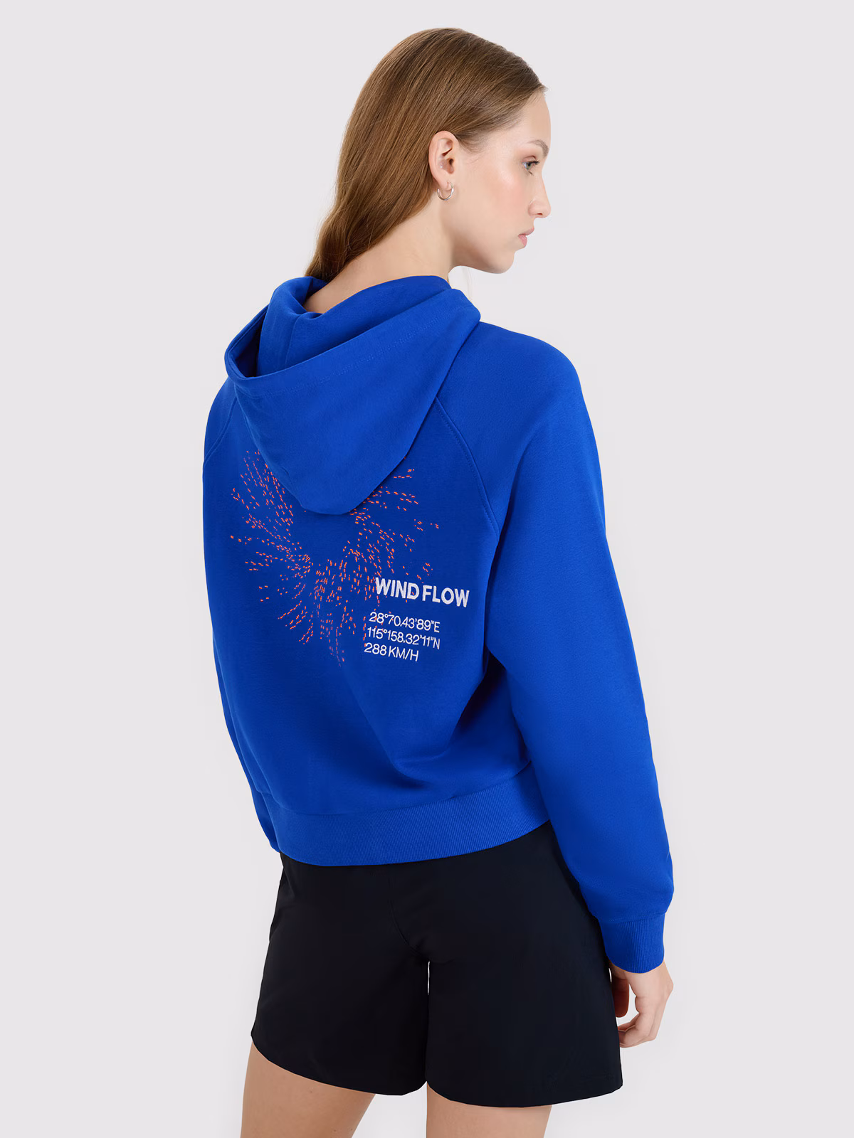 Bluza dresowa nierozpinana z kapturem damska - niebieska