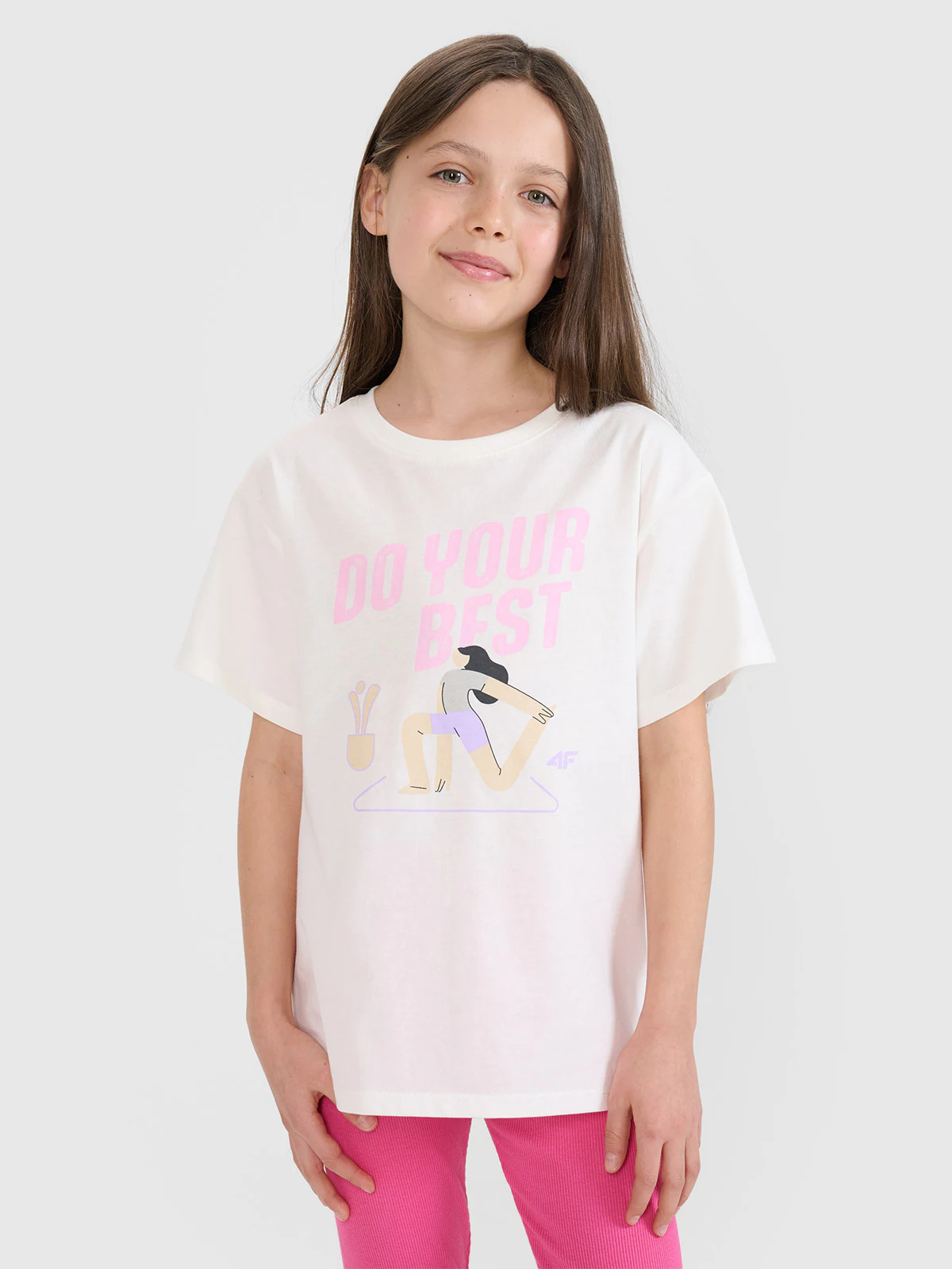 T-shirt regular z nadrukiem dziewczęcy - biały