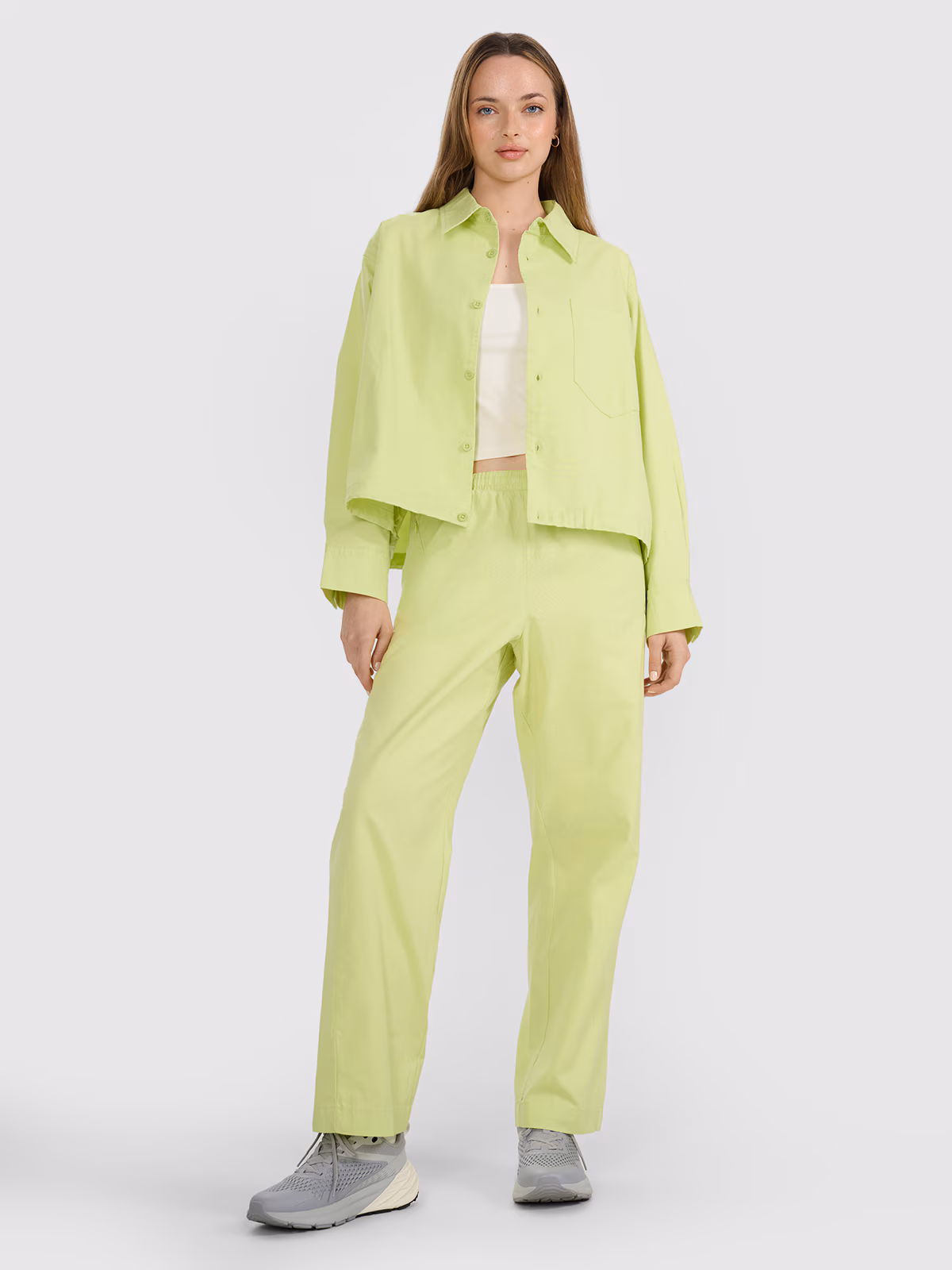 Spodnie casual damskie - żółte