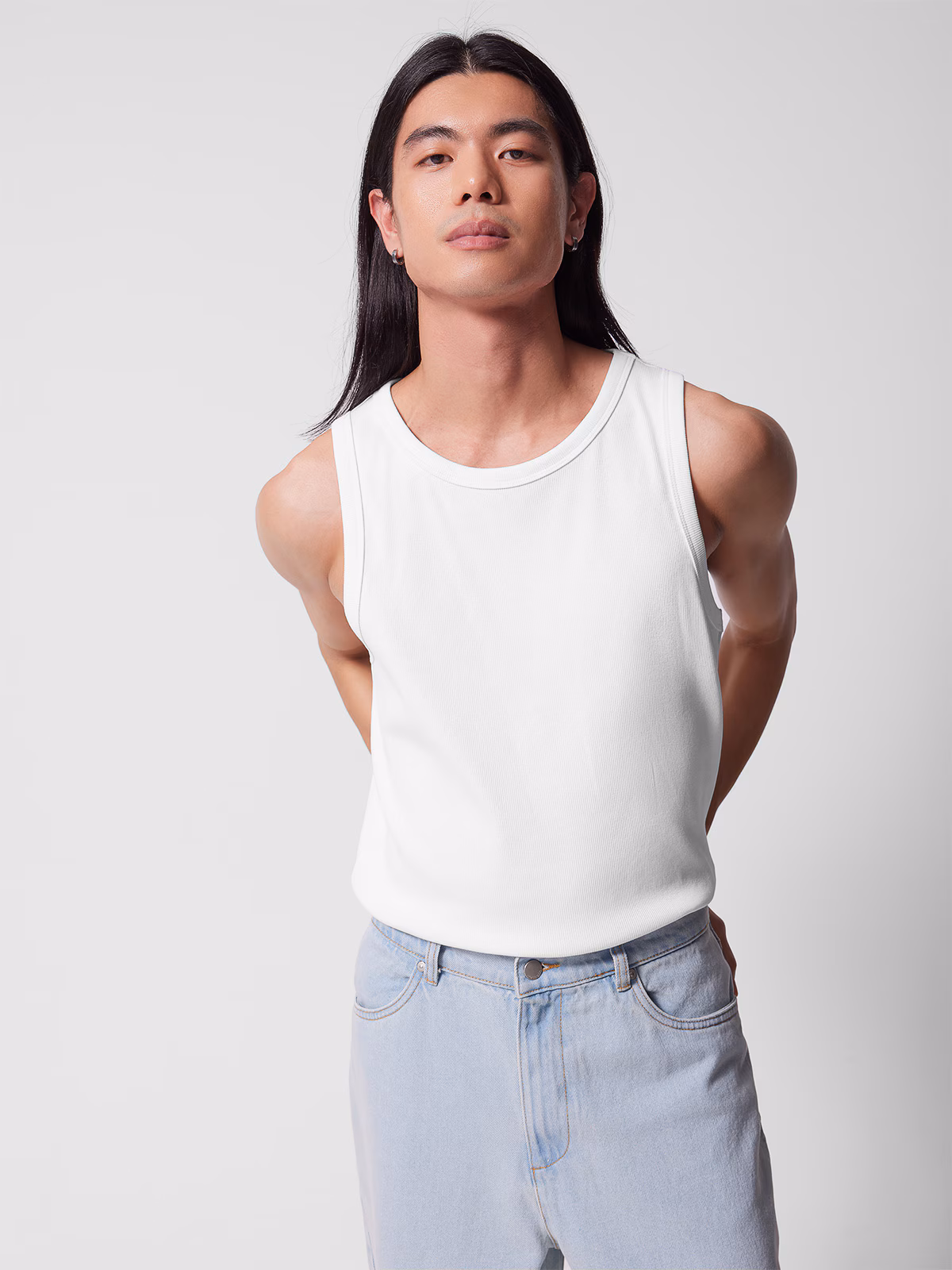 Tank top slim gładki męski Outhorn - biały