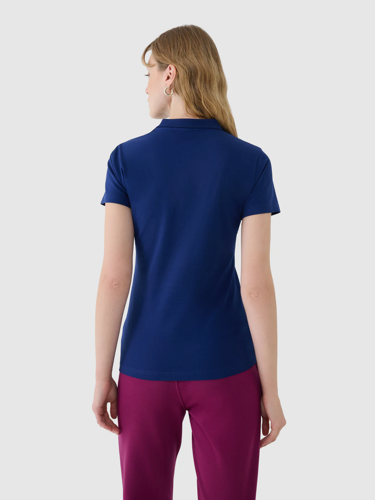 Koszulka polo slim damska - granatowa