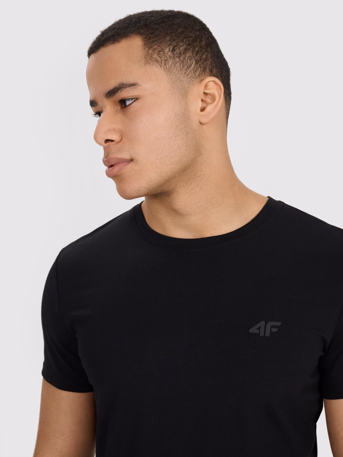 T-shirt slim gładki męski (2-pack) - czarny