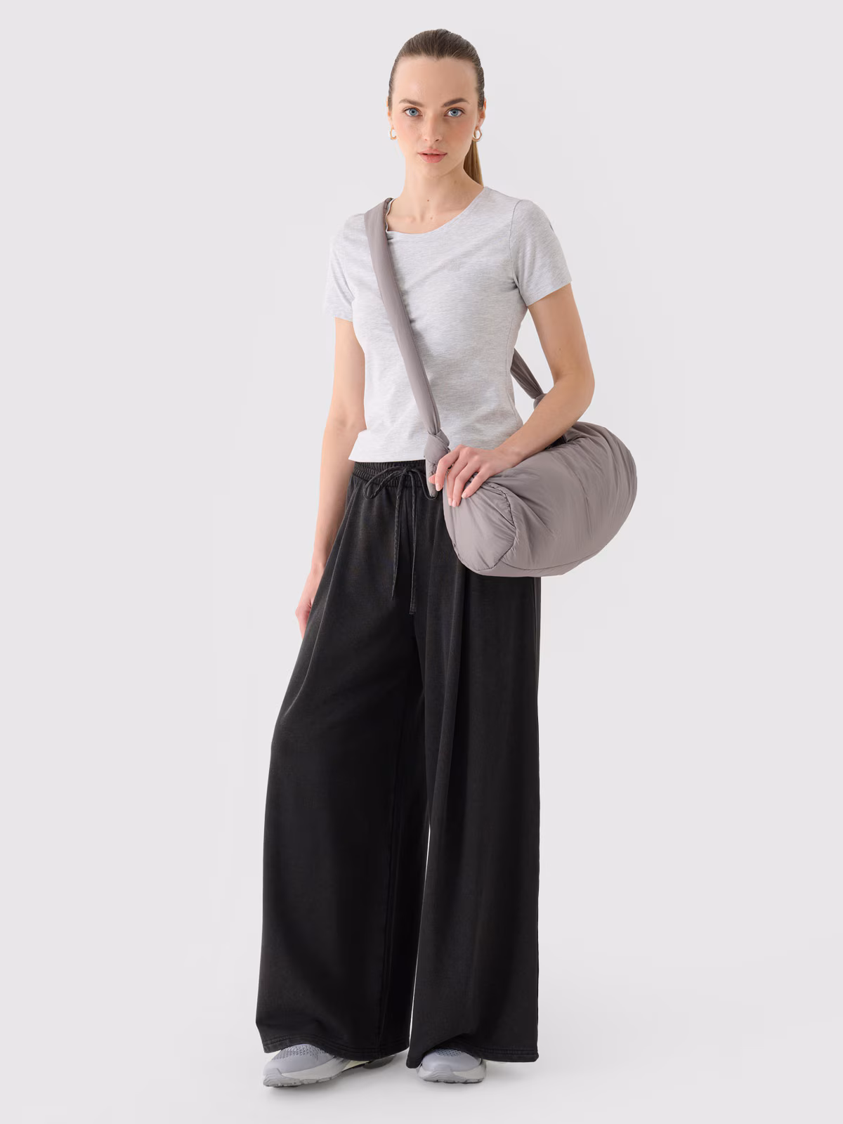 T-shirt slim gładki damski - czerwony