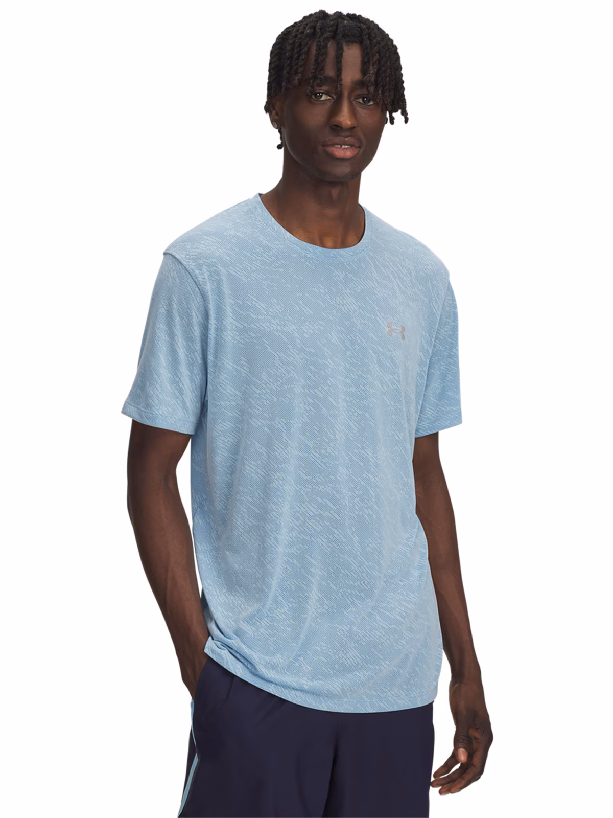 Koszulka do biegania męska Under Armour UA Launch Camo Shortsleeve - niebieska