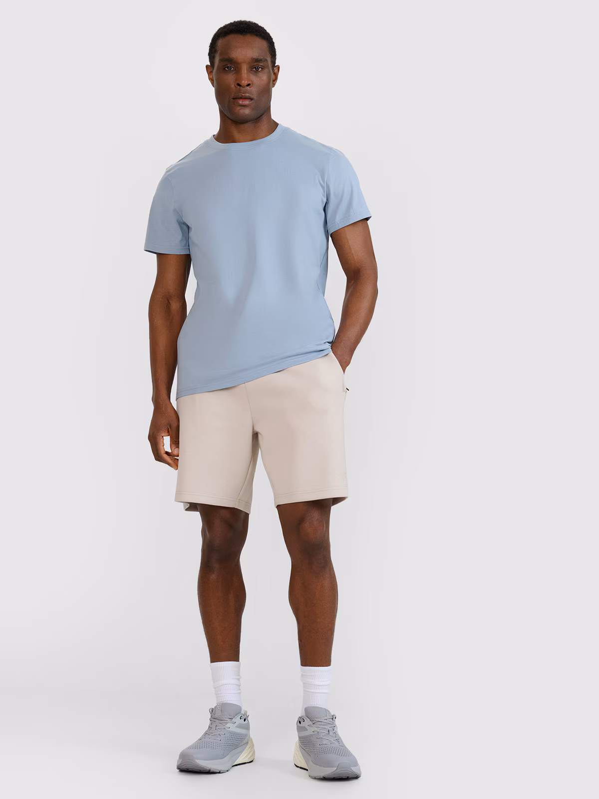 T-shirt regular gładki męski - beżowy