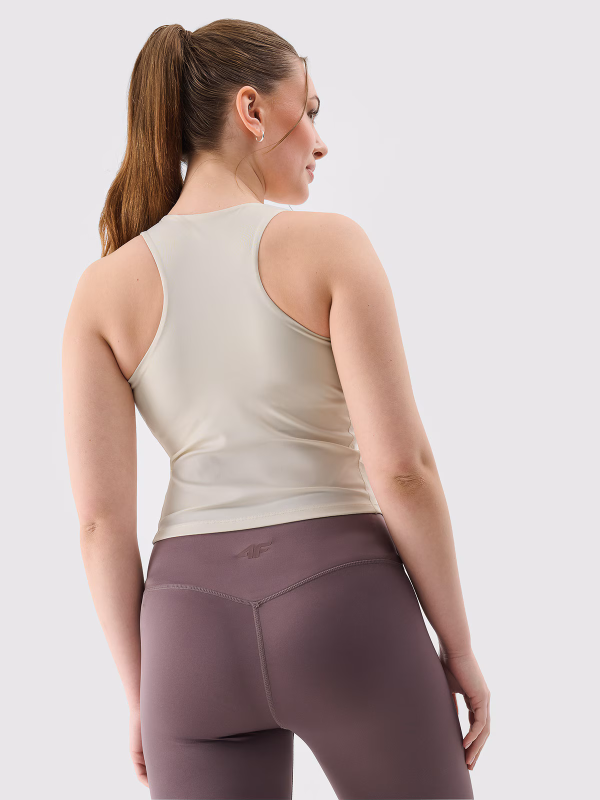 Top treningowy z niskim wsparciem damski - beżowy