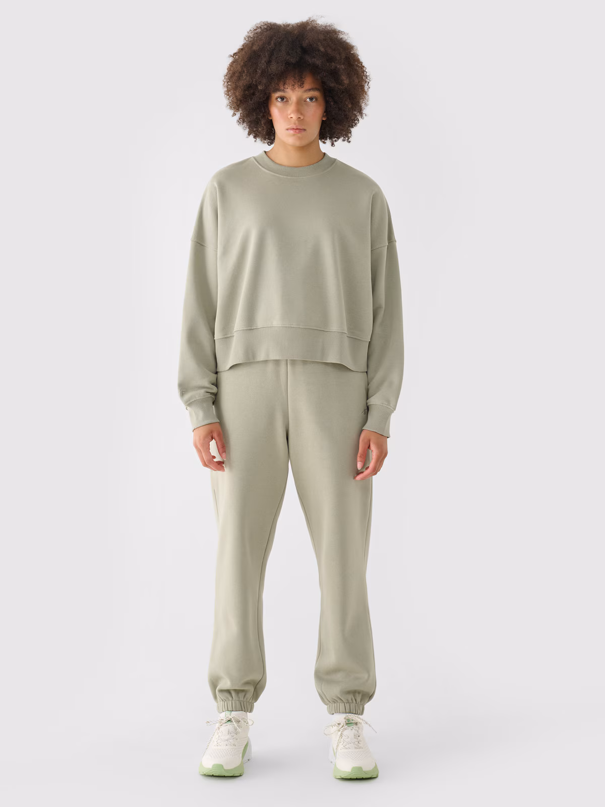 Bluza dresowa oversize nierozpinana bez kaptura damska - brązowa