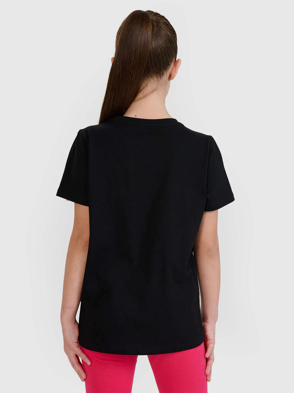 T-shirt regular gładki dziewczęcy - szary