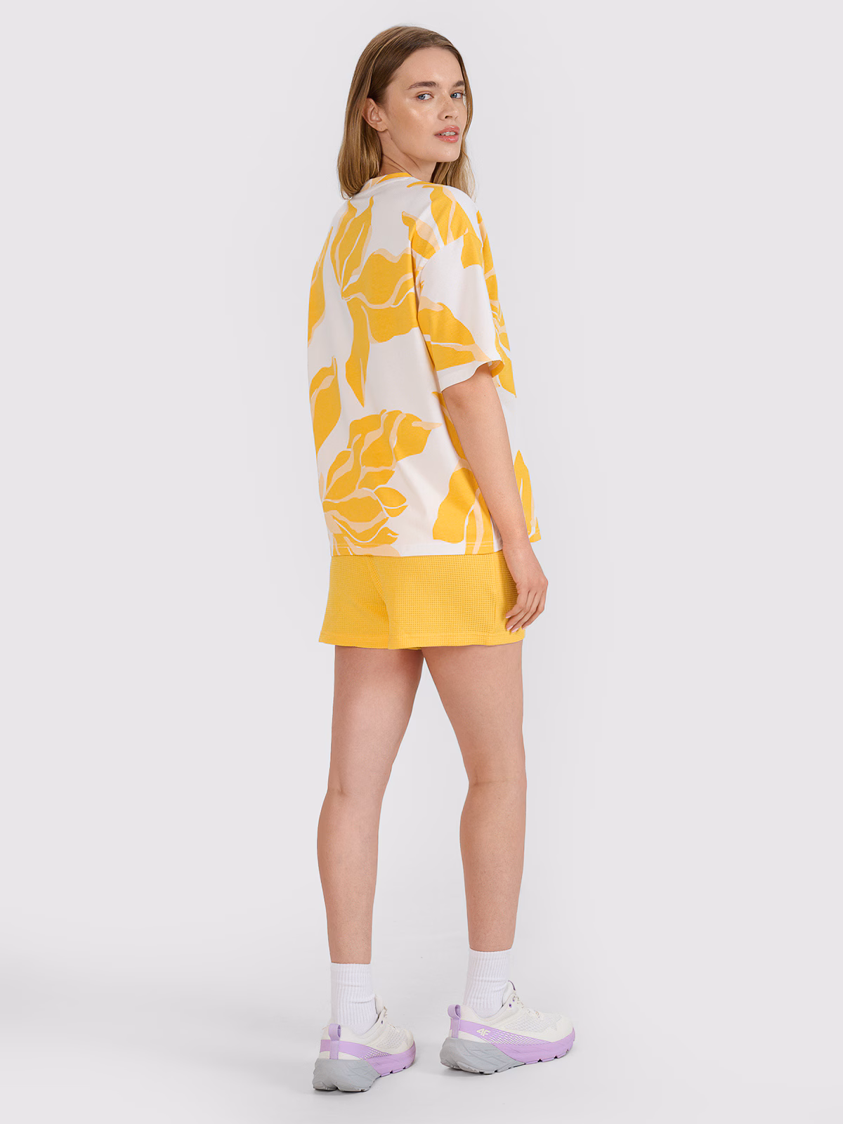 Spodenki dresowe z dzianiny waflowej damskie - granatowe