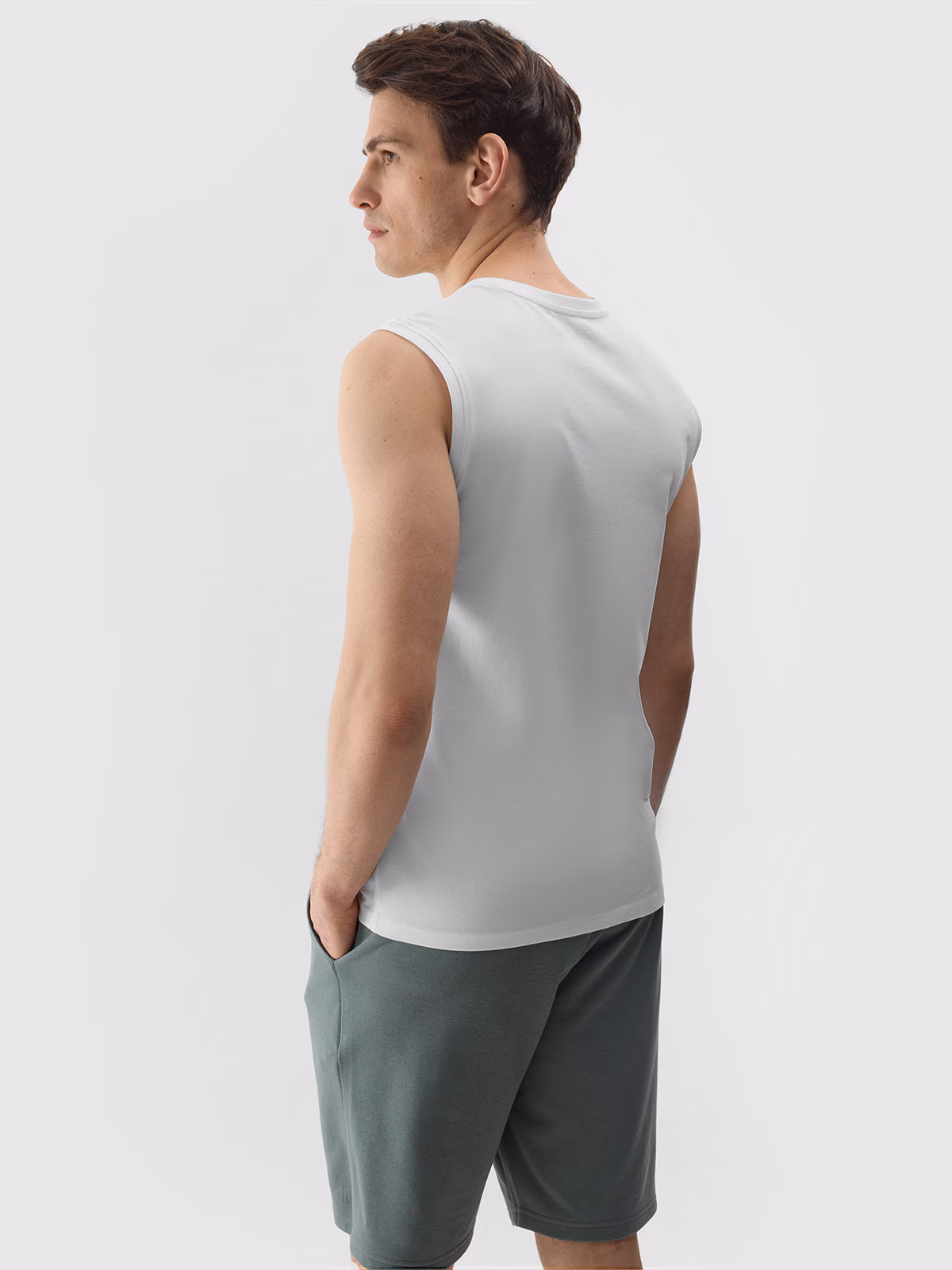 Tank top regular gładki męski - biały