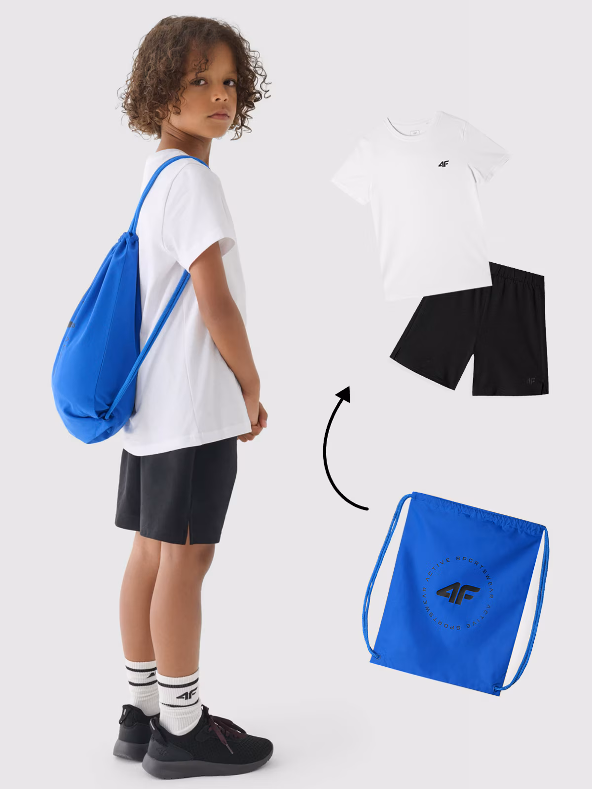 Komplet sportowy na WF (koszulka+spodenki+worek) chłopięcy - multikolor