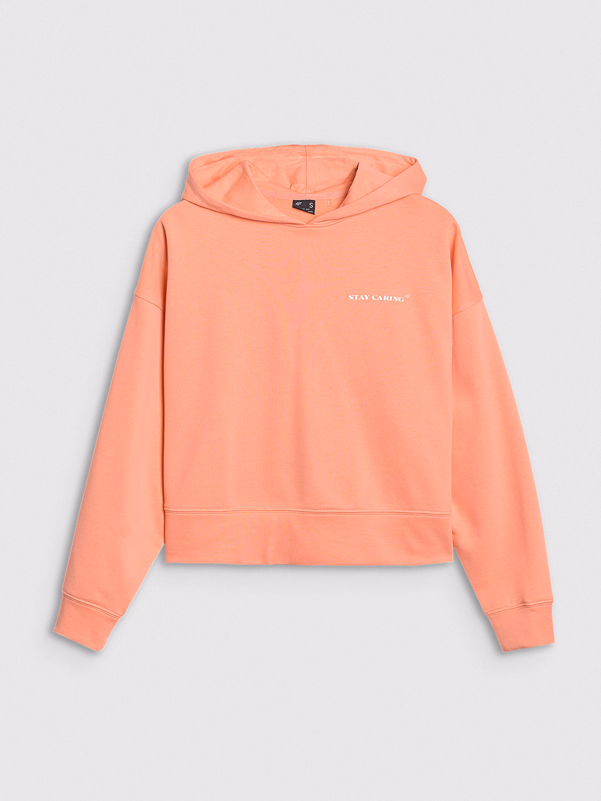 Bluza dresowa nierozpinana z kapturem damska - pomarańczowa