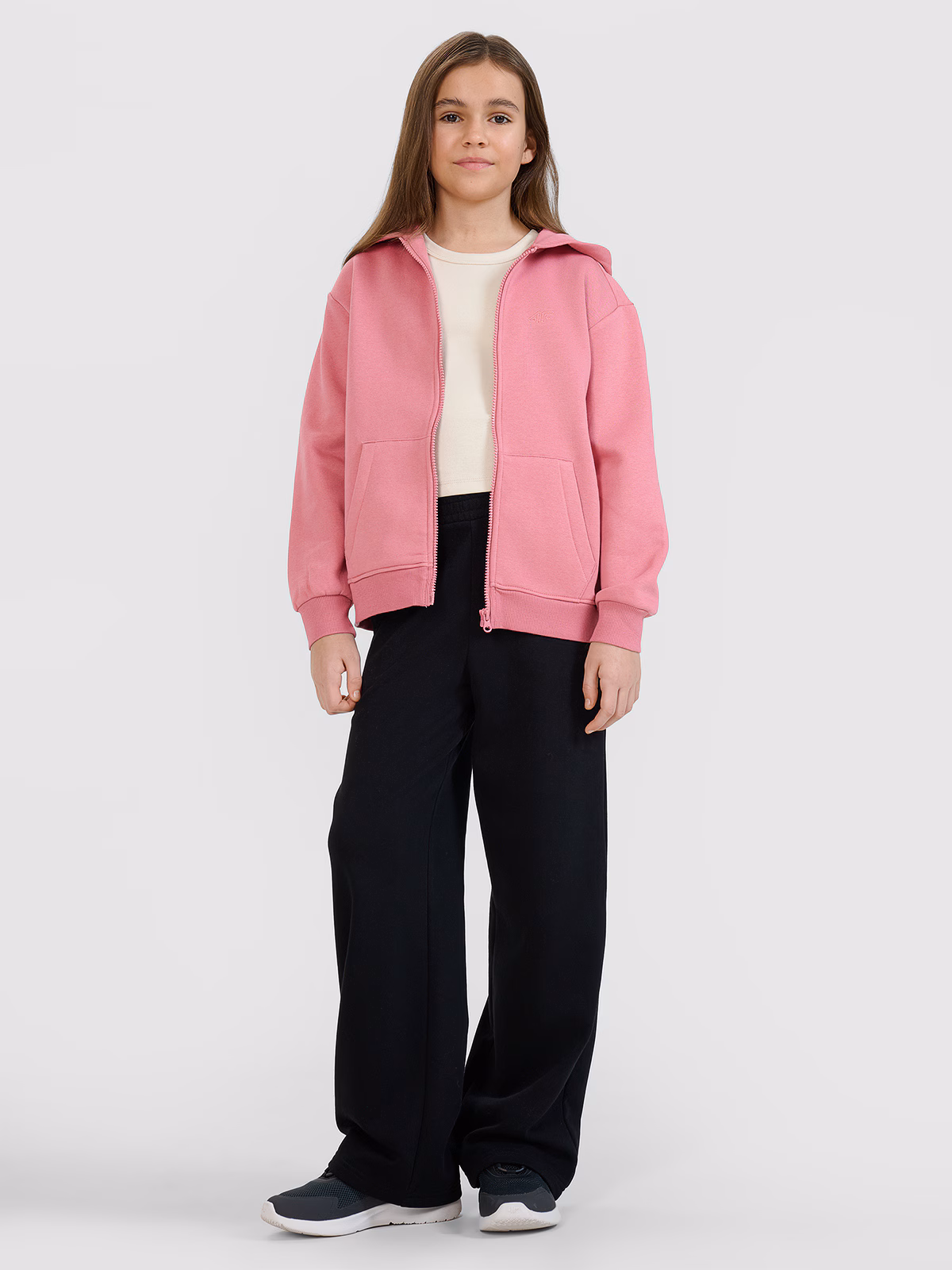 Bluza dresowa rozpinana z kapturem dziewczęca - fioletowa