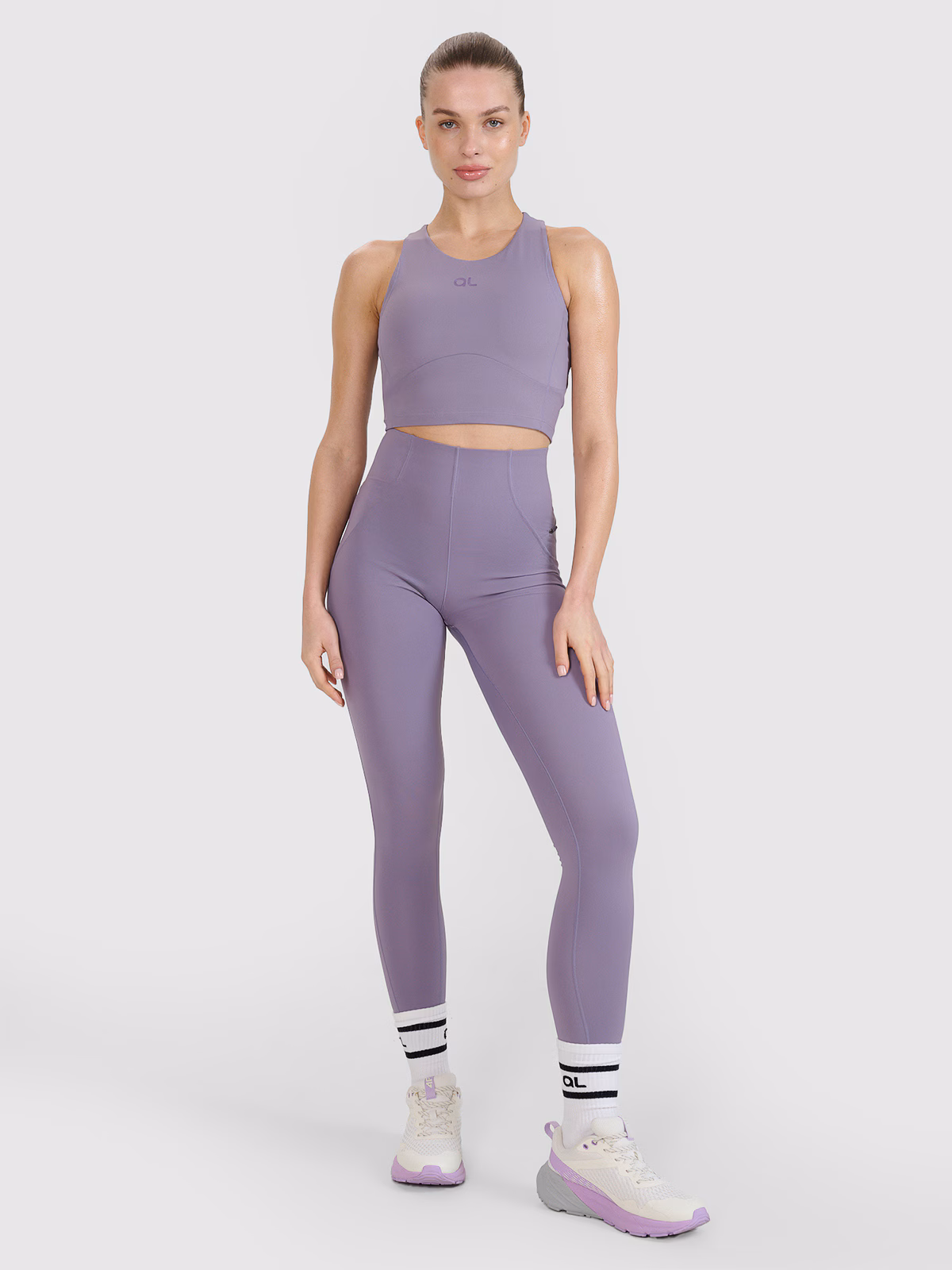 Legginsy treningowe szybkoschnące 4F x Anna Lewandowska - fioletowe